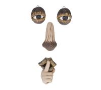 Relaxdays Accessori Decorativi per Alberi, Set 4 Parti Raffiguranti il Viso di una Persona, in Poliresina, Marrone Beige