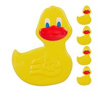Relaxdays Adesivi Antiscivolo Doccia, Pad per Vasca da Bagno per Bambini, Set 5 Sticker a Anatra, con Ventose, Giallo