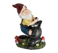 Relaxdays Gnomo da giardino - Figurina 15 cm colorata in poliresina con lanterna
