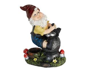 Relaxdays Adorabile gnomo da giardino con lanterna