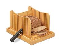 Relaxdays Affettatrice per Pane Manuale, Tagliapane in Cassetta, Affetta Toast, in Bambù, Raccogli-Briciole, Naturale