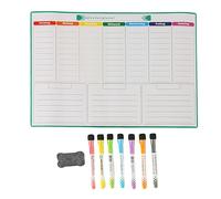 Relaxdays Agenda settimanale Magnetica Bianca e Colorata, Lavabile, A3, pennarelli e Spugna, 30x43 cm