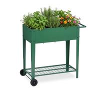 Relaxdays Aiuola con ruote & ripiano