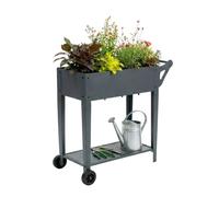 Relaxdays Aiuola rialzata 2 ruote & ripiano