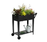 Relaxdays Aiuola rialzata 2 ruote & ripiano