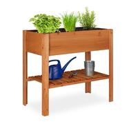Aiuola rialzata con ripiano extra Fioriera mobile in legno 4 gambe 71 L