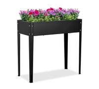 Relaxdays Schwarzes Hochbeet aus Metall Aiuola rialzata, Giardino, Balcone e terrazza, Acciaio Verniciato a Polvere, 80 x 85 x 40 cm, per Piante, Nero, 100%