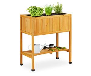 Relaxdays Aiuola Rialzata in Legno, Fioriera per Balcone e Terrazza, 80,5x74x38 cm, con Rivestimento per Posa, Arancione