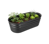 Relaxdays Aiuola rialzata in Metallo zincato per Fiori, Piante e ortaggi, 45x150x60 cm, Antracite