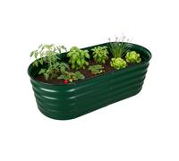 Aiuola rialzata semicircolare fiori ortaggi erbe piante giardino urbano