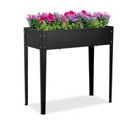 Relaxdays Schwarzes Hochbeet aus Metall Aiuola rialzata, Giardino, Balcone e terrazza, Acciaio Verniciato a Polvere, 80 x 85 x 40 cm, per Piante, Nero, 100%