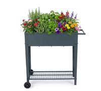 Relaxdays Aiuola rialzata, ripiano, Ruote, Giardino, Balcone & terrazza, HxBxT: 80 x 85 x 50 cm, Mobile, Antracite