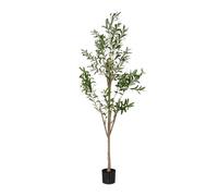 Relaxdays Albero di Ulivo Finto, Pianta Artificiale Olivo H: 180 cm, Plastica e Pietra, Piantina Interni, Verde Marrone