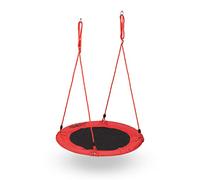 Relaxdays Altalena a Nido, Dondolo per il Giardino, per Bambini e Adulti, Ø 90 cm, Regolabile, fino a 100 Kg, Rosso