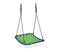Relaxdays Altalena a Nido per Esterni, Dondolo per Il Giardino, Regolabile, Carico Fino a 100 kg, LP76x103 cm, Verde Blu, LP 76x103 cm