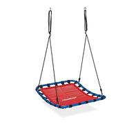 Relaxdays Altalena a Nido per Esterni, Dondolo per Il Giardino, Regolabile, Carico Fino a 100 kg, LP76x103 cm, Rossa Blu, Acciaio, 76x103 cm