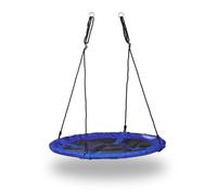 Relaxdays Altalena a Nido Rotonda, Sedia Sospesa da Giardino, capacità Fino 100 kg, HxLxP: 150 x 110 x 110 cm, Blu Scuro