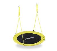 Relaxdays Altalena da Giardino a Nido, per Bambini e Adulti, Regolabile, Ø 110 cm, Portata Max. 100 kg, Gialla Unisex, 150.00 x 110.00 x 110.00 cm