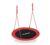Relaxdays Altalena da Giardino a Nido, per Bambini e Adulti, Regolabile, Ø 110 cm, Portata Max. 100 kg, Rossa Unisex, Rosso, 150.00 x 110.00 x 110.00 cm
