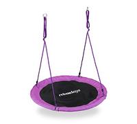 Relaxdays Altalena da Giardino a Nido, per Bambini e Adulti, Regolabile, Ø 110 cm, Portata Max. 100 kg, Viola Unisex, 150.00 x 110.00 x 110.00 cm