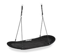 Relaxdays Altalena Grande XXL, Amaca per Bambini & Adulti, 100 kg, Sedia Sospesa Ovale a Nido, 141,5 x 43,5 cm, Nero