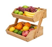 Relaxdays Alzata per frutta in bambù 2 piani HLP 26,5x30x25 cm Naturale