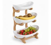 Relaxdays Alzata per frutta in bambù 3 livelli