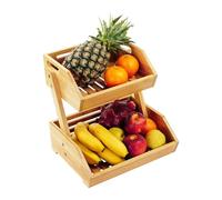 Relaxdays Alzata per frutta in bambù, HxLxP: 29 x 30 x 25 cm, alzata per frutta, verdura e snack, fruttiera naturale