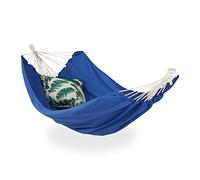 Relaxdays Amaca da Giardino per 2 Persone, Sedia Sospesa Portatile, per Esterni, in Cotone, HLP: 150x280 cm, Blu