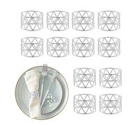 Relaxdays Anelli Portatovaglioli da Tavola, Set 12 Porta Tovaglioli Stoffa e Carta, HxD: 3x4,5 cm, Segnaposto, Argentato, Ferro