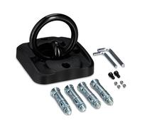 Relaxdays Anello Antifurto Bici e Moto, Gancio 14 mm, Ancoraggio a Muro e Pavimento per Biciclette, Acciaio e Plastica, Nero