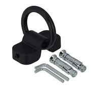 Relaxdays Parete e a Terra Anello Antifurto Bici e Moto, Gancio 14 mm, Ancoraggio a Muro per Biciclette, Scooter, Acciaio, Plastica, Nero