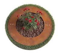 Relaxdays Anello per albero, griglia, disco per prato, alberi e arbusti, Ø 50 cm, anello per piante da giardino, in acciaio corten, marrone