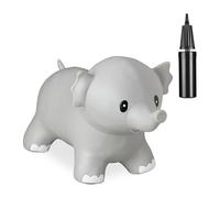 Relaxdays Animale Gonfiabile per Bambini, Elefante, Gioco Saltellante, Fino a 100 kg, Senza BPA, Pompa Inclusa, Grigio, Colore, 10030818_111