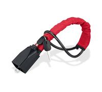 Relaxdays Antifurto Bloccasterzo Auto, Lucchetto Doppio Blocco Sterzo Universale, Protezione Acciaio Volante, Rosso Nero, Nylon, HLP: 70x6x4,5 cm