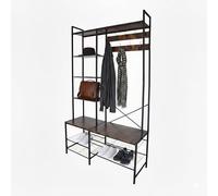 Relaxdays Appendiabiti, 4 ripiani per scarpe, 9 ganci doppi, 5 ripiani per cappelli, HLP 190 x 120 x 40 cm, nero/brown