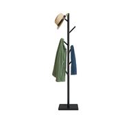 Relaxdays Appendiabiti a Forma di Albero, 8 Ganci Appendi Abiti, Attaccapanni HLP: 177x30x30 cm, in Legno e MDF, Nero