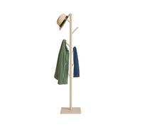 Relaxdays Appendiabiti a Forma di Albero, 8 Ganci Appendi Abiti, Attaccapanni HLP: 177x30x30 cm, in Legno e MDF, Beige