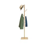 Relaxdays Appendiabiti a Forma di Albero, 8 Ganci Appendi Abiti, Attaccapanni HLP: 177x30x30 cm, Legno e MDF, Naturale