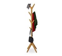 Relaxdays Appendiabiti Alto ad Albero in bambù con 8 Ganci, HLP: 181,5 x 53 x 53