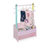 Relaxdays Stand Appendiabiti per Bambini, Scomparto Doppio, Guardaroba a Giorno, HxLxP: 100,5x71x30 cm, Colori Pastello, Legno