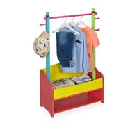Relaxdays Stand Appendiabiti per Bambini, con Scomparto Doppio, Guardaroba a Giorno, HxLxP: 100,5x71x30 cm, Colorato, Legno