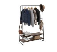 Relaxdays Appendiabiti con 2 Ripiani, 6 Ganci e Asta, 160x100x45 cm, Marrone-Nero