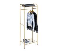 Relaxdays Appendiabiti con Scarpiera, HxLxP 166 x 60,5 x 38 cm, Attaccapanni Metallo Ripiano Portascarpe, Marrone Chiaro