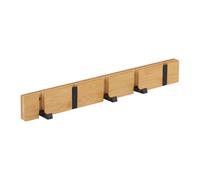 Relaxdays Attaccapanni da Parete, 5 Ganci Appendiabiti Pieghevoli in Metallo, Guardaroba Appendino, bambù, Naturale Nero