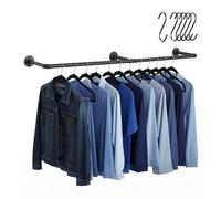 Relaxdays Appendiabiti da Parete in Ferro, 183 cm, Design Industriale con 6 Ganci a S, Nero