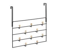 Relaxdays Appendiabiti da Porta, 10 Ganci, Gancetti da Appendere per Porte da 4 cm, Corridoio e Camera, Nero e Marrone