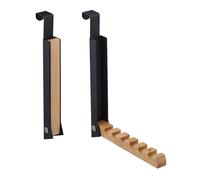 Relaxdays Appendiabiti da Porta Pieghevole, 6 Ganci per Appendere Grucce, per Porte Spesse 2 cm, Metallo e Legno, Nero, 21 x 2,5 x 18 cm