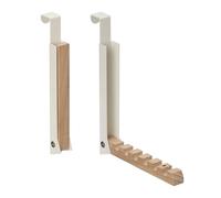 Relaxdays Appendiabiti da Porta Pieghevole, 6 Ganci per Appendere Grucce, per Porte Spesse 2 cm, Metallo e Legno, Beige, Ferro