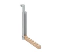 Relaxdays Appendiabiti pieghevole da porta – 6 ganci, per porte spesse 2 cm, ferro e legno, grigio